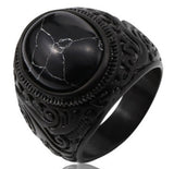 Snakelike Winding Black Flat Gemstone Ring Men's – Gifts for Him — 11