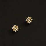 Diamond Zircon Cross Small Flower Earrings – Special Occasion Gifts — 3