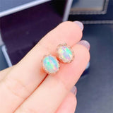 Fashion Natural Opal Stud Earrings S925 Silver – Stylish Gifts — 4