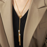 Long Tassel Inlaid Zircon Titanium Steel Necklace – Jewelry Gift Ideas — 4