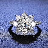 Women's Sunflower Flower Moissanite Silver Ring – Gifts for Her — 1