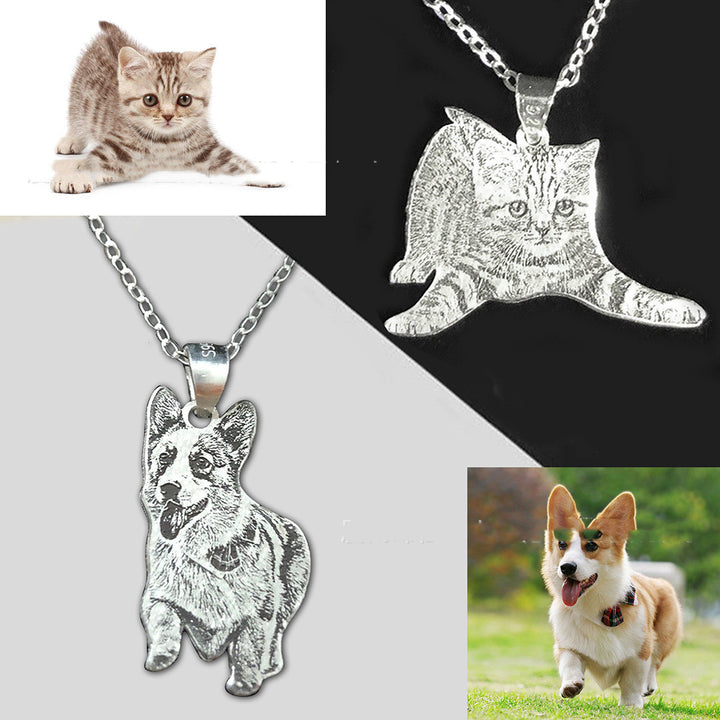 Silver Set Cat And Dog Photo Pet Necklace Name – Jewelry Gift Ideas — 1