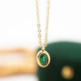 Emerald Zircon Necklace Titanium Steel Oval – Jewelry Gift Ideas — 2