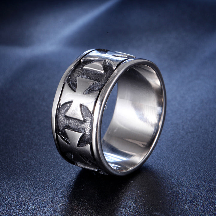 Vintage Cross Men's Titanium Steel Ring – Gifts for Him — 1