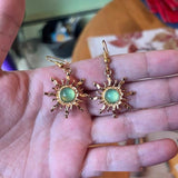 Cold Gold And Light Green Acrylic Sun Earrings – Meaningful Gifts — 3