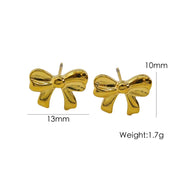 Bow Stainless Steel 14K Gold Earrings Necklace – Jewelry Gift Ideas — 16