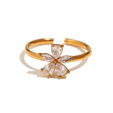 18K Micro Inlaid Zircon Five Petal Flower Ring – Birthday Gifts — 3