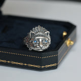 Men's Moonstone Indian Cat Vintage Ring – Gifts for Him — 2