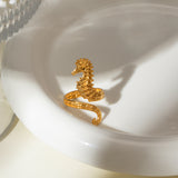 Ocean 18K Gold Stainless Steel Seahorse Opening Ring – Gift Ideas — 6