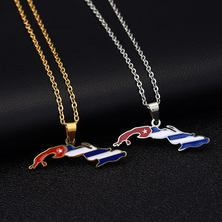 Vintage Stainless Steel Drop Oil Map Pendant – Jewelry Gift Ideas — 1