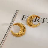 Stainless Steel Gold Earrings Titanium Steel Moon – Meaningful Gifts — 3