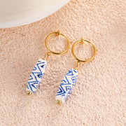 Vintage Hand Painted Blue And White Ceramic Beaded – Stylish Gifts — 3