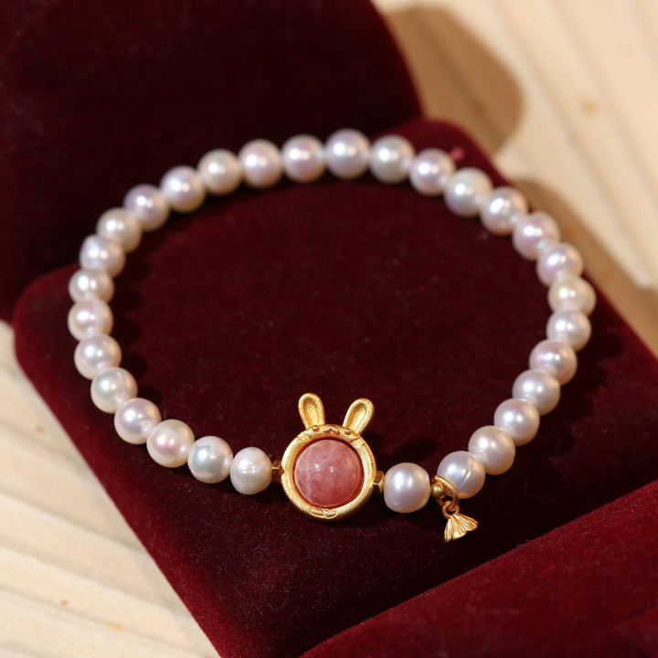 Single-ring Freshwater Pearl Strand With Rabbit – Stylish Gifts — 1