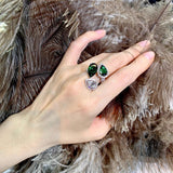 Fashion Women's Malachite Green Zircon Ring – Stylish Gifts — 2