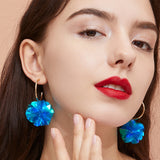 Blue Flower Ball Circled Earrings – Stylish Gifts — 1
