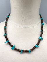 Coconut Shell Charcoal Turquoise Necklace – Jewelry Gift Ideas — 18