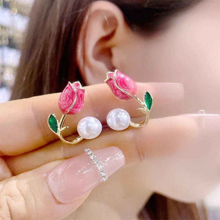 925 Silver Needle Sweet Tulip Earrings One Style – Stylish Gifts — 1