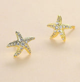 Full Diamond Starfish Stud Earrings Women's Advanced – Gifts for Her — 2