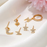 Fashion Five-pointed Star Moon Sun Lightning Earrings – Stylish Gifts — 5