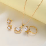 Fashion Rhinestone Pearl Square Necklace Suit – Stylish Gifts — 5