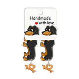 Cute Animal Dachshund Stud Earrings Cartoon Puppy – Dog Lover Gifts — 1