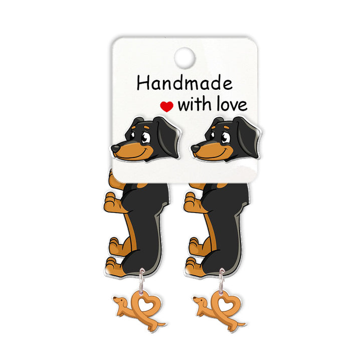Cute Animal Dachshund Stud Earrings Cartoon Puppy – Dog Lover Gifts — 1