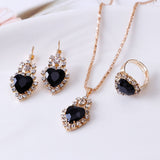 Water drop rhinestone necklace earrings ring set – Jewelry Gift Ideas — 3