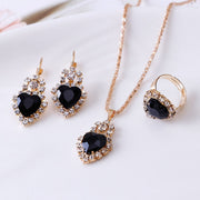 Water drop rhinestone necklace earrings ring set – Jewelry Gift Ideas — 3