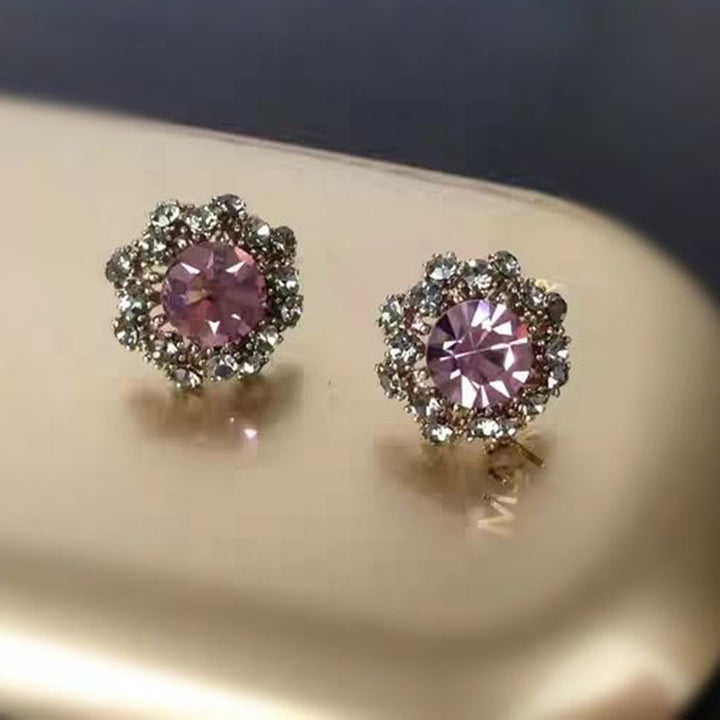 Exquisite Small Full Drilled Earrings Sun Flower – Thoughtful Gifts — 1