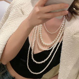 Women's Multi-layer Glass Pearl Necklace Long – Jewelry Gift Ideas — 7
