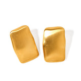 Retro 18K Gold Rectangular Matte Brushed Earrings – Thoughtful Gifts — 3
