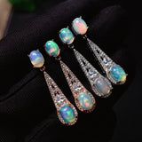 Women's Inlaid Natural Opal Silver Stud Earrings – Gifts for Her — 4