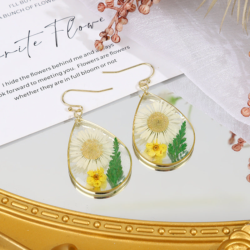Water Drop Needle Chrysanthemum Earrings Simple – Practical Gifts — 1