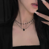 Black Zircon Beaded Double-layer Clavicle Chain – Meaningful Gifts — 3