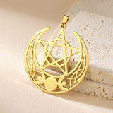 Vintage Stainless Steel Triple Moon Pentagram – Jewelry Gift Ideas — 5