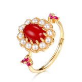 Flower Pearl Gemstone S925 Silver Ring Lady – Holiday Gift Ideas — 5