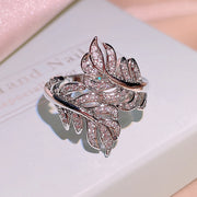 Zircon Ornament Ring Fashion Leaf Size Adjustable – Stylish Gifts — 1