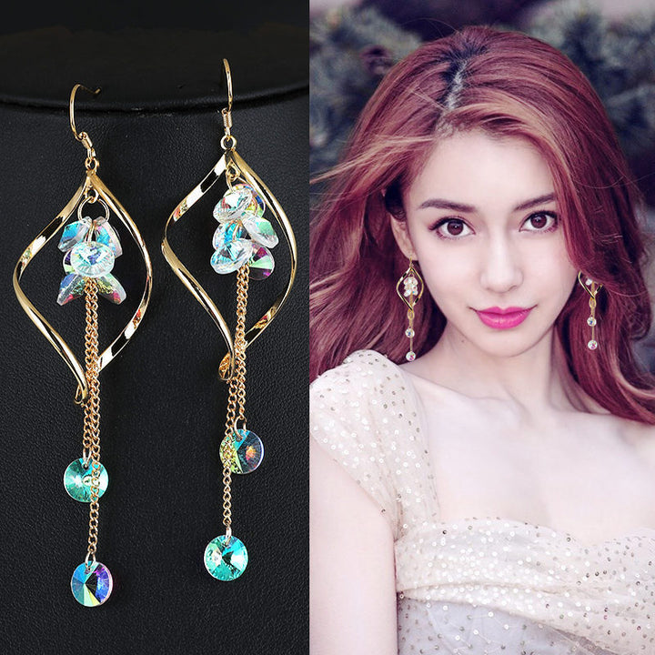 Wavy long crystal earrings – Meaningful Gifts — 1