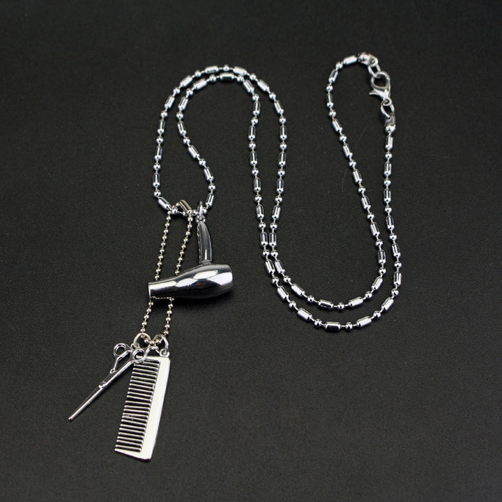 Hair Dryer Scissors Comb Necklace Pendant – Jewelry Gift Ideas — 1