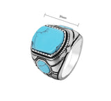 Vintage Turquoise Men's Titanium Steel Ring – Gifts for Him — 3
