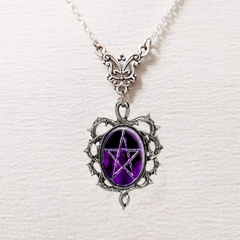 Purple Pentagram Pendant Necklace Frame Thorns – Jewelry Gift Ideas — 1