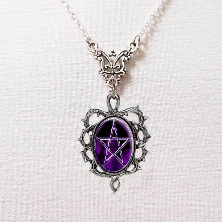 Purple Pentagram Pendant Necklace Frame Thorns – Jewelry Gift Ideas — 1