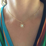 Boho Synthetic Opal Necklace Gold Sun God – Jewelry Gift Ideas — 4