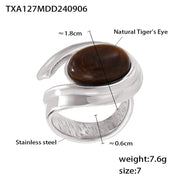 Tigereye C- Shaped Earrings Open Ring – Practical Gifts — 5