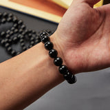 Obsidian Bracelet Beaded Round Beads Obsidian – Jewelry Gift Ideas — 1
