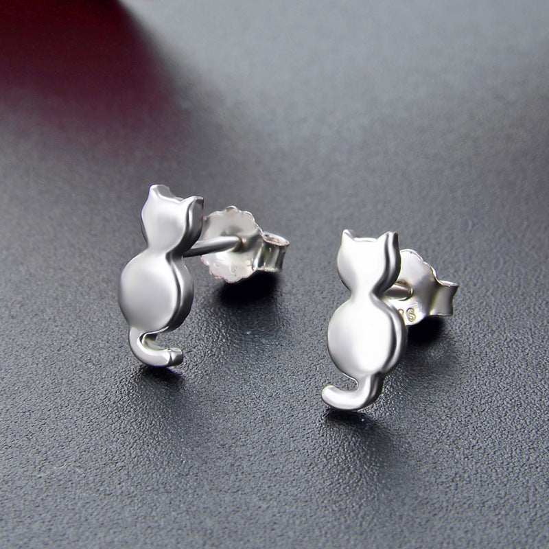 Personalized Cute Polished Kitten Stud Earrings – Cat Lover Gifts — 1