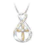 Cross Footprint Diamond Pendant Two Tone – Jewelry Gift Ideas — 1