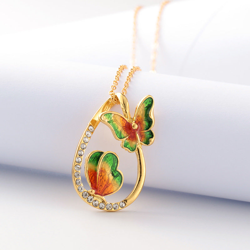 Colorful Butterfly Painting Oil Diamond Pendant – Jewelry Gift Ideas — 1