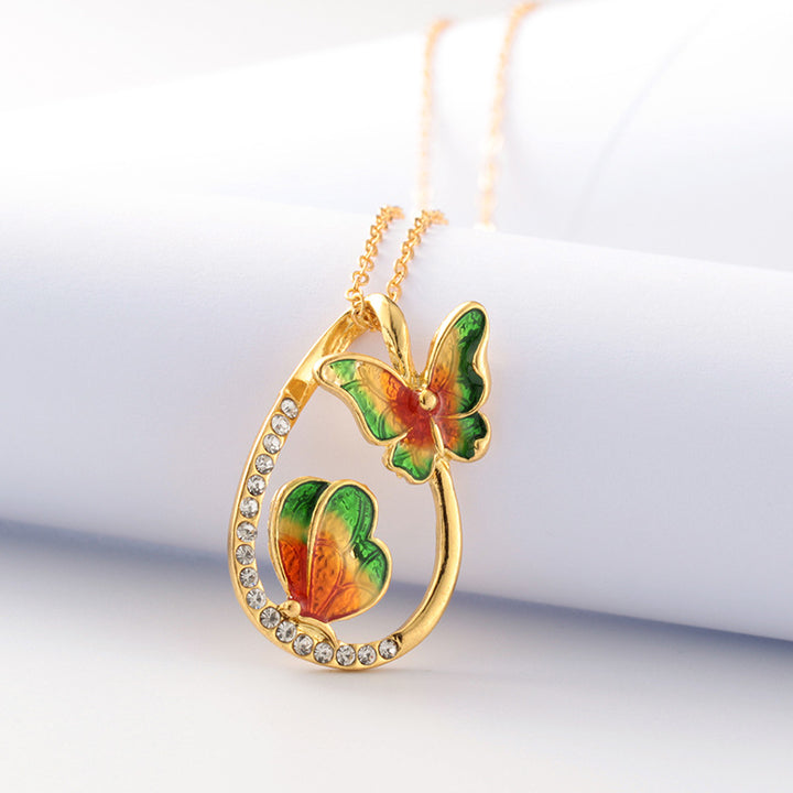 Colorful Butterfly Painting Oil Diamond Pendant – Jewelry Gift Ideas — 1