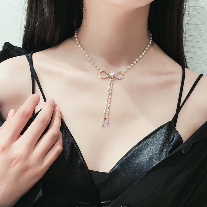 Pearl Bowknot Pendant Necklace Female Trendy – Jewelry Gift Ideas — 1